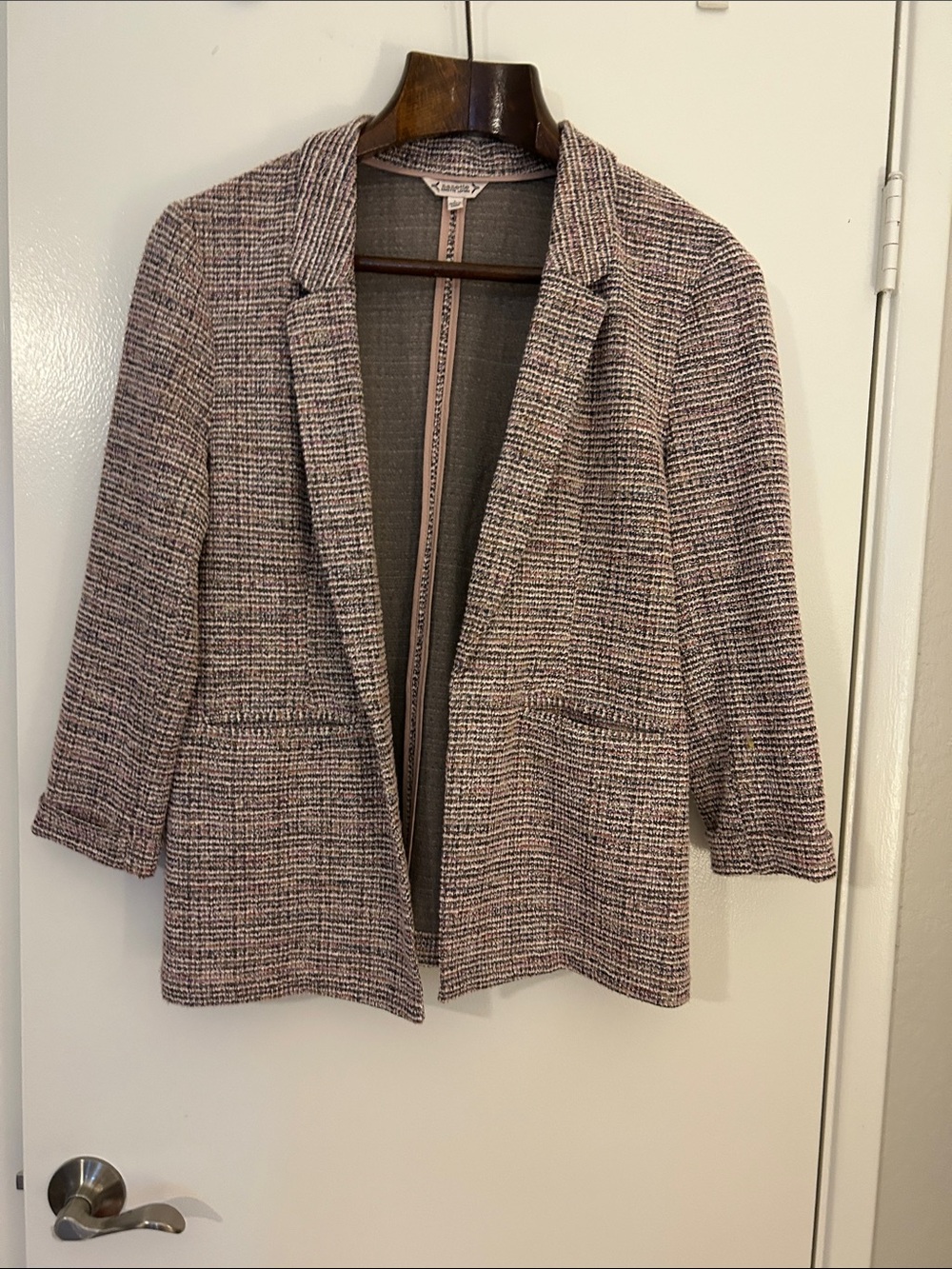 Nanette Lepore Textured Open-Front Blazer Jacket in Heathered Pink